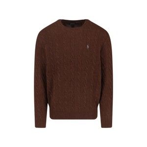 Polo Ralph Lauren Brown Cable-Knit Sweater With Contrast Logo Embroidery - NWT